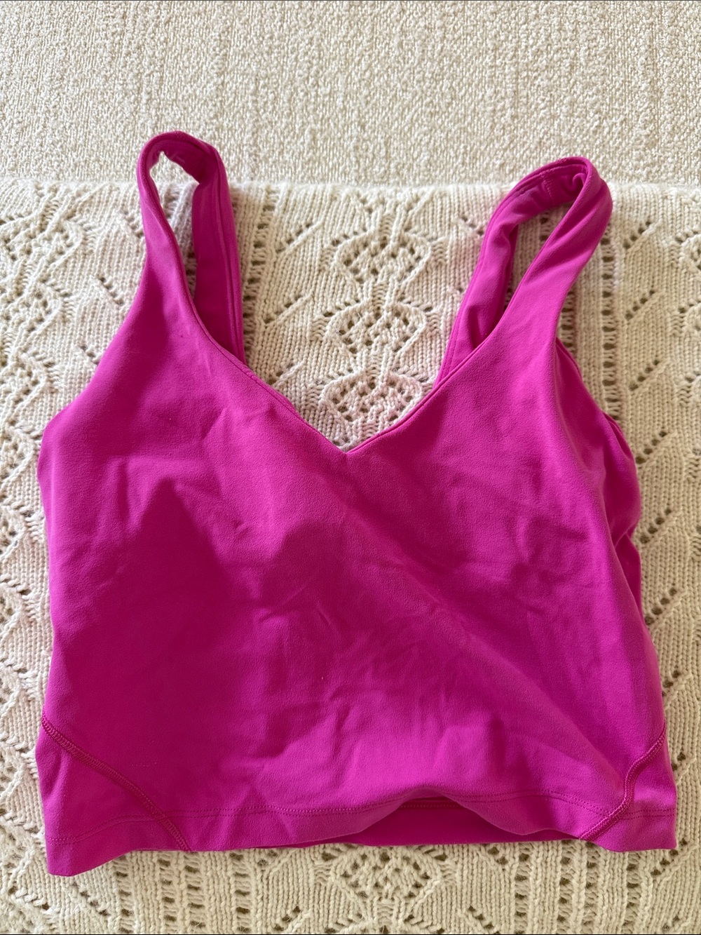 Lululemon Women's V-Neck Cropped Tank Top - Fuchsia Pink